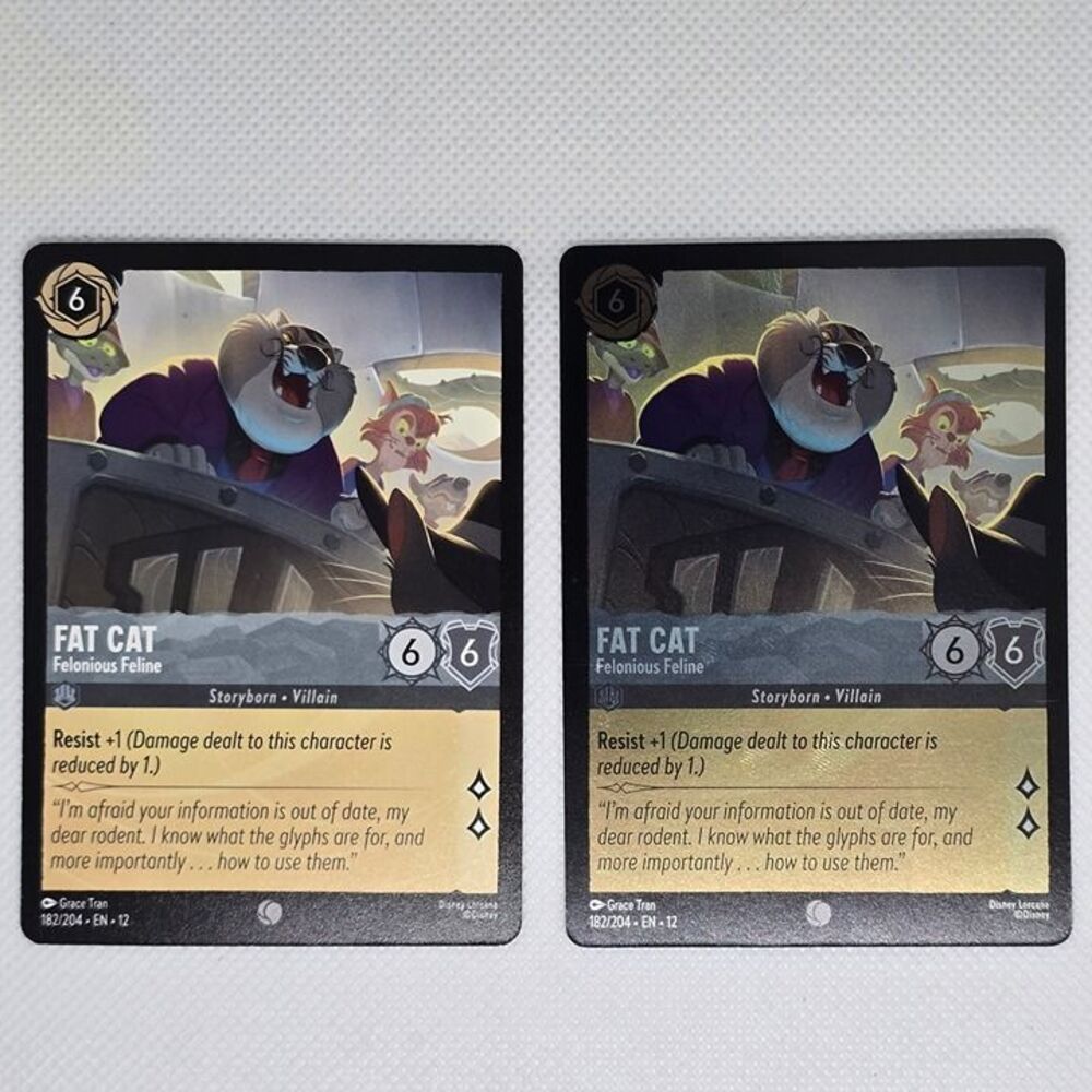 2x Fat Cat - Felonious Feline [Foil] & Regular  #182 Lorcana Wilds Unknown